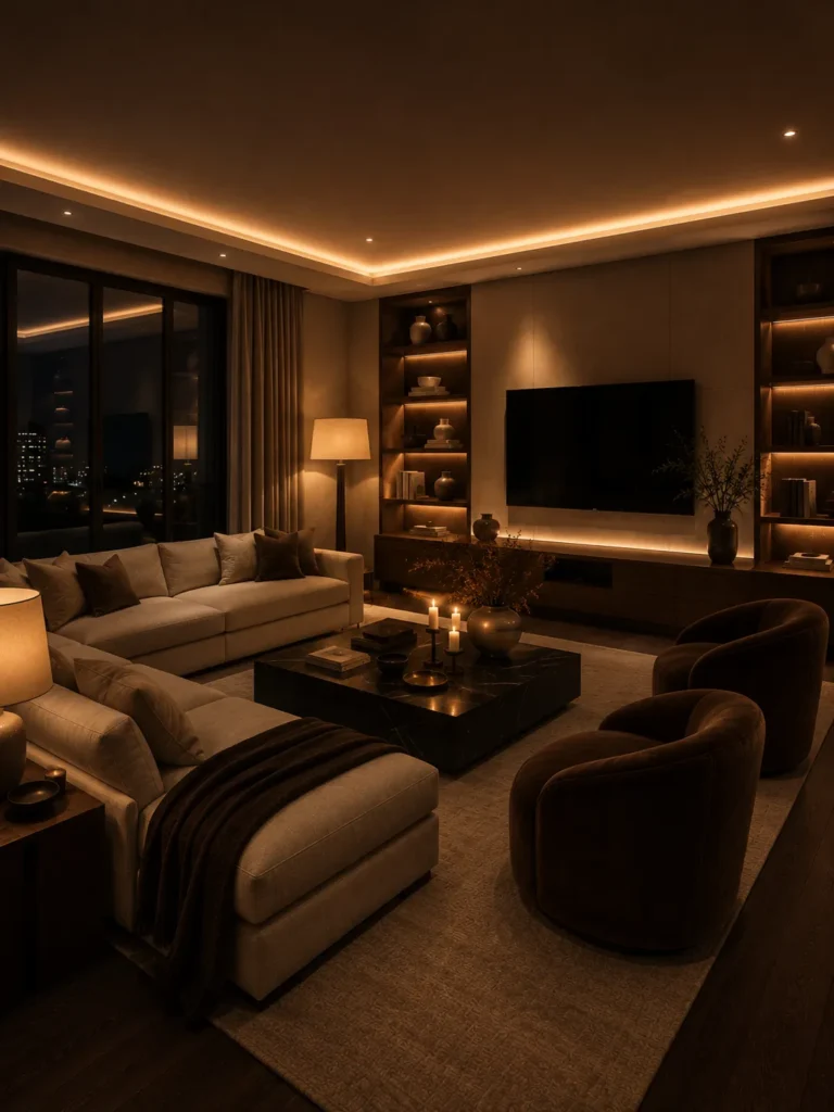 Luxury Living Room With Soft Ambient Lighting Idea