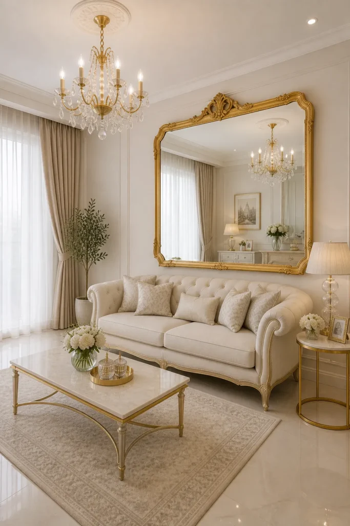 Mirror-Enhanced Rococo Living Room Idea