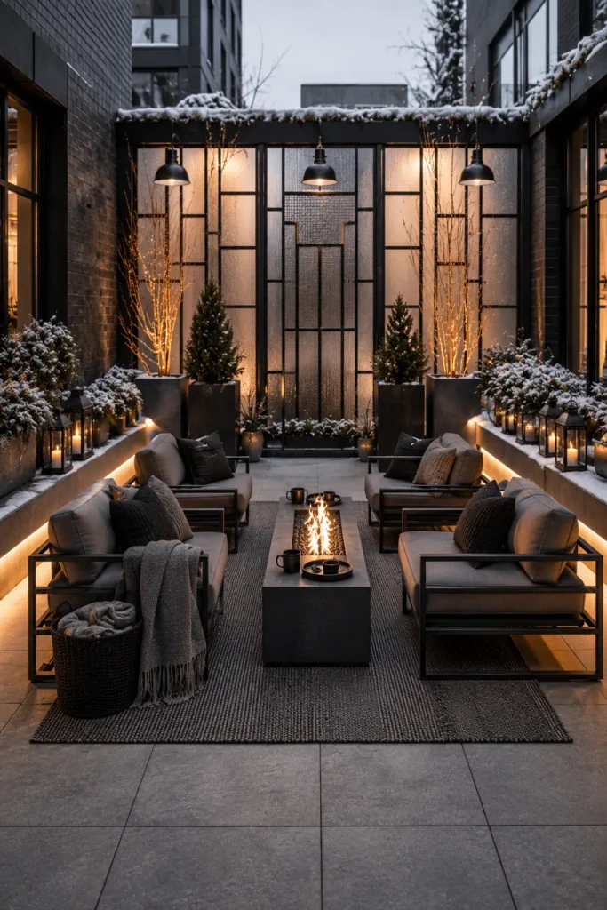 Modern Black Metal Courtyard Seating Idea
