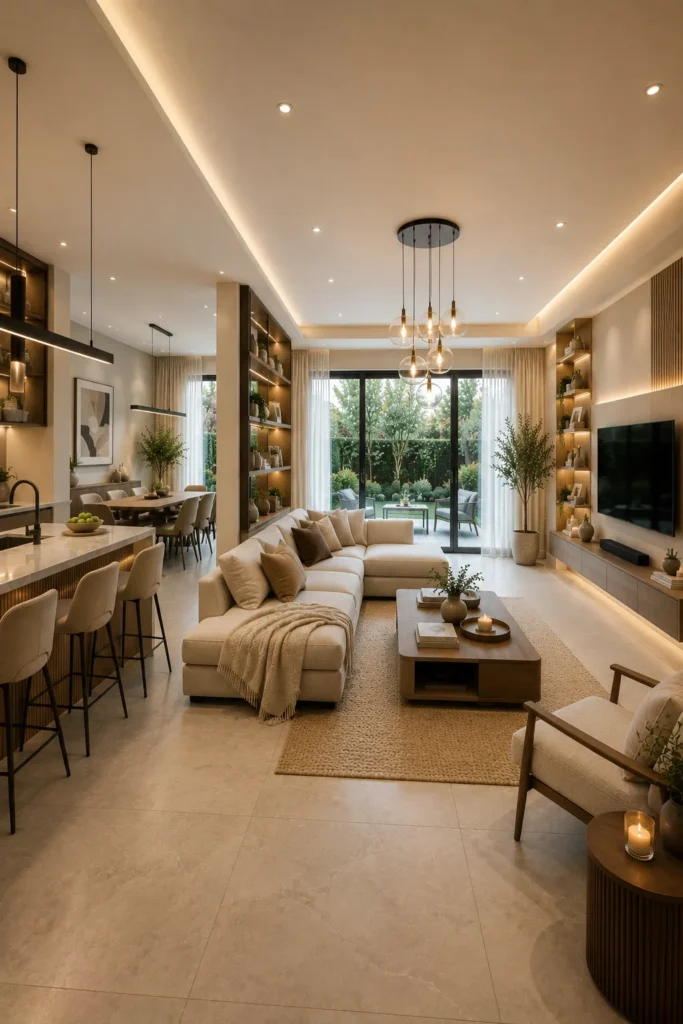 Open-Concept Terraced Living Room with Seamless Flow Idea