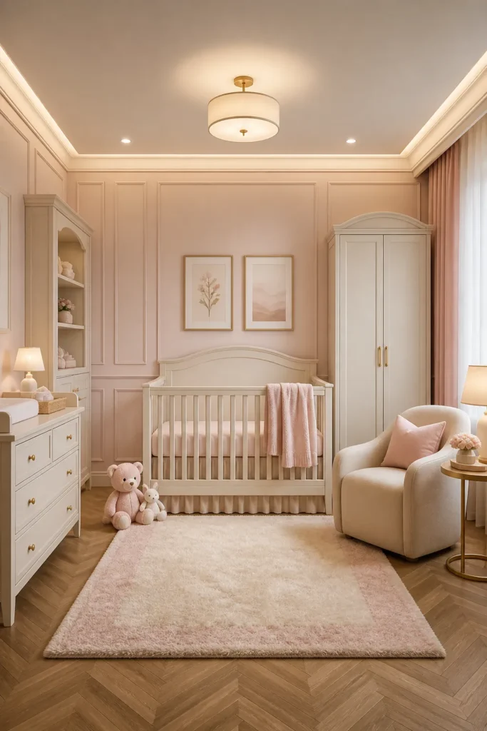 Powder Pink Panel Elegance Nursery Idea
