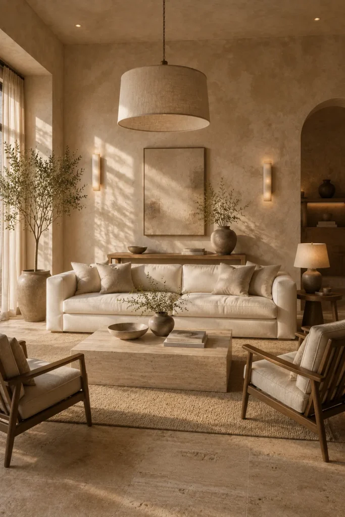 Refined Living Room With Textured Walls Idea