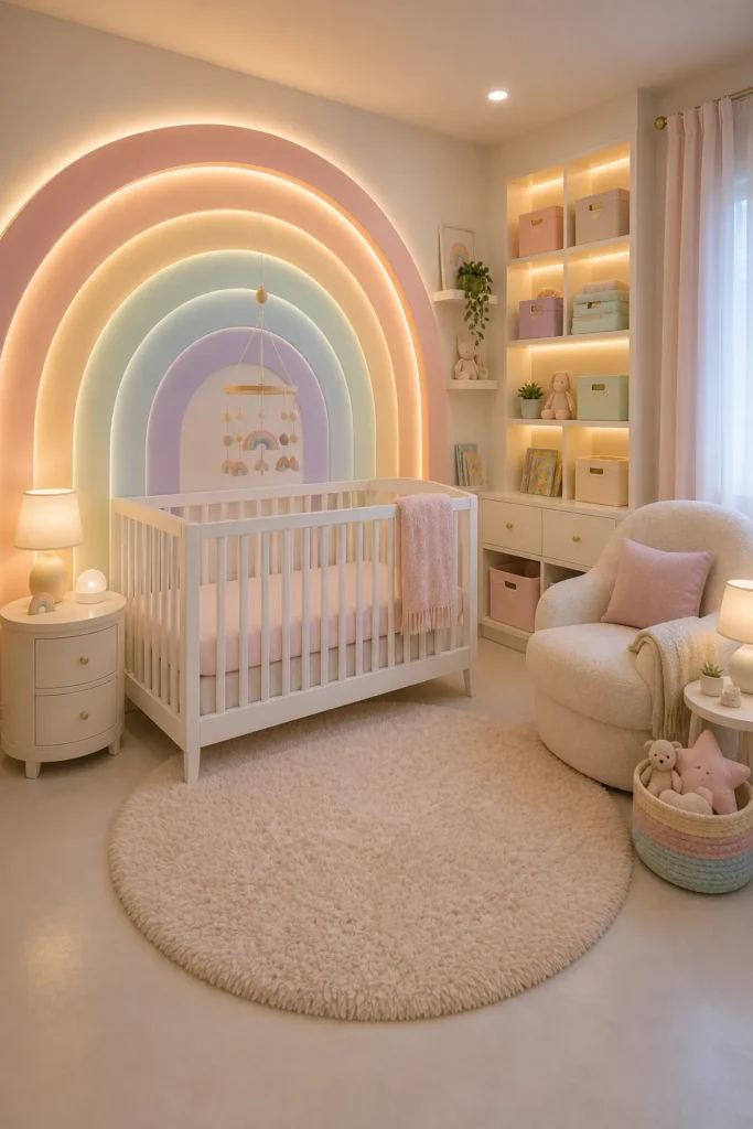 Soft Rainbow Glow Nursery Idea