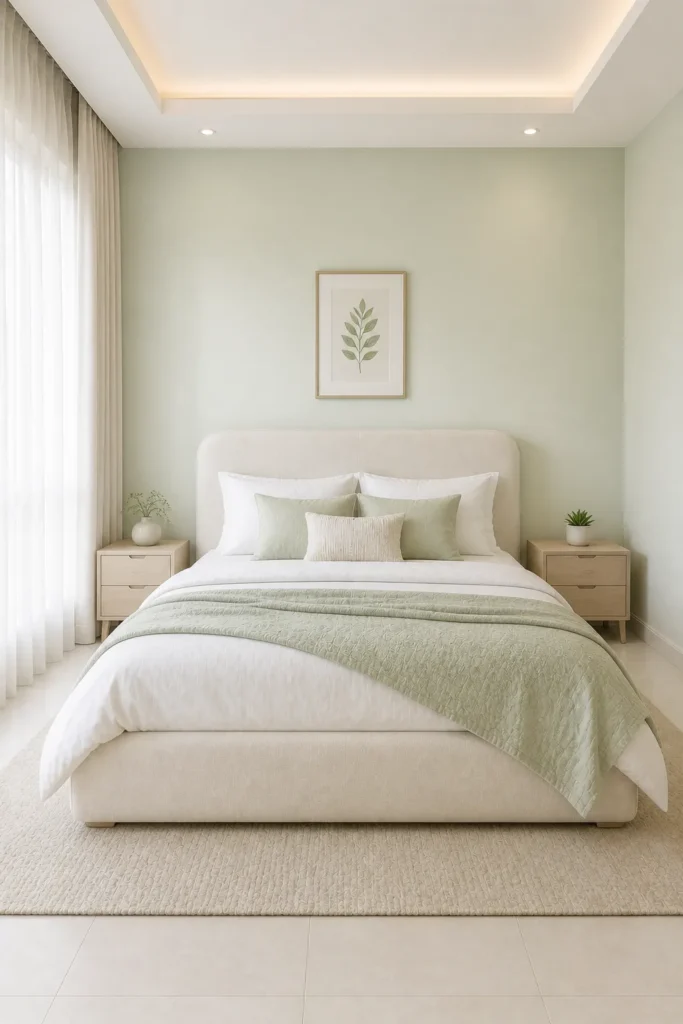 Soft Pastel Green Calm Bedroom Idea