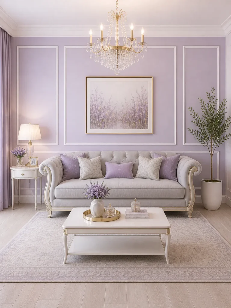 Soft Lavender Modern Rococo Living Room Idea