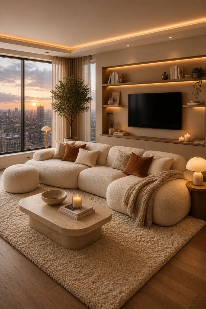 Soft Contemporary Living Room with Cloud Sofa Idea