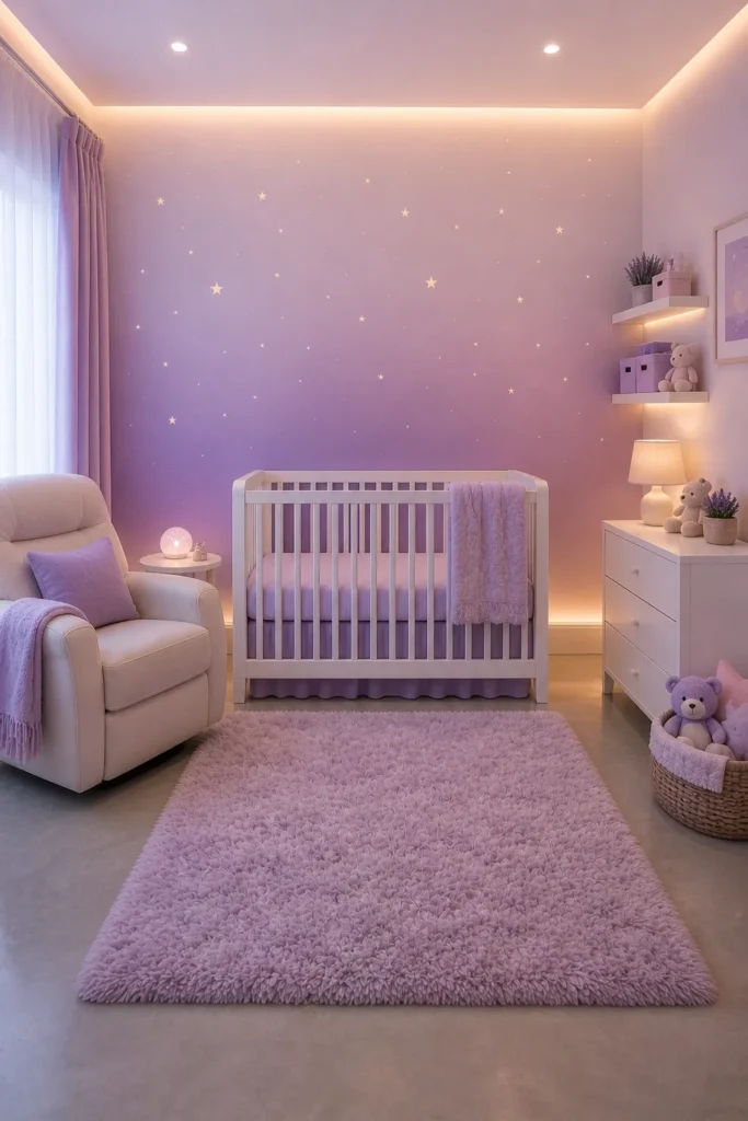 Soft Purple Glow Nursery Idea