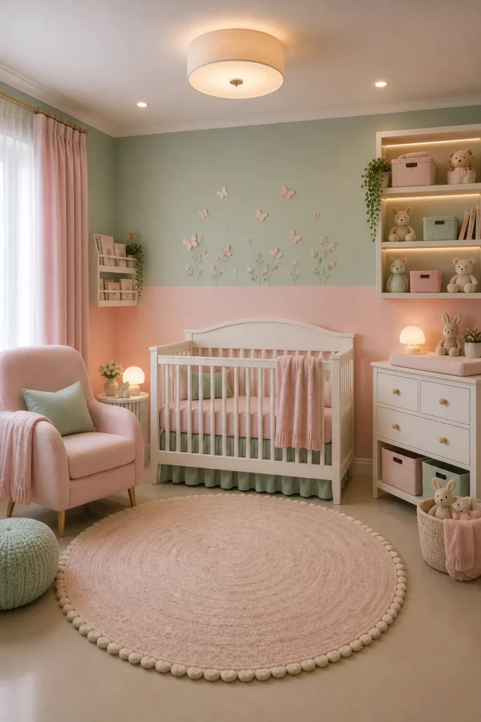 Soft Mint & Blush Harmony Nursery Idea