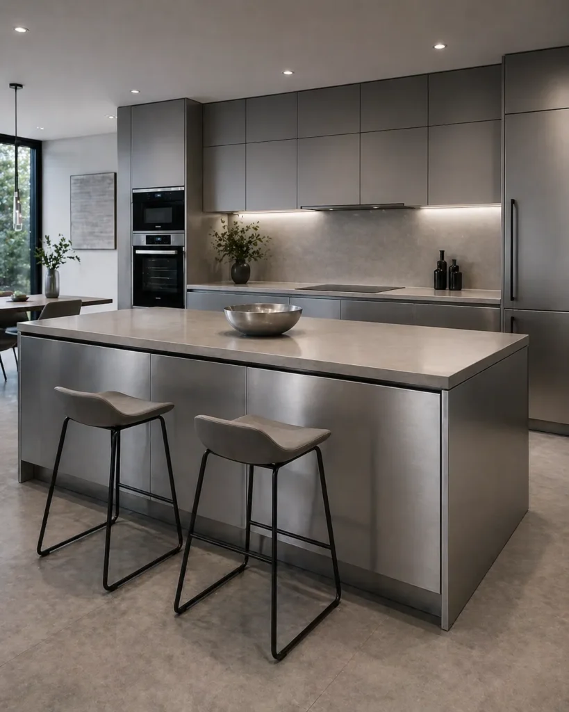 Soft Metallic Finish Island Idea