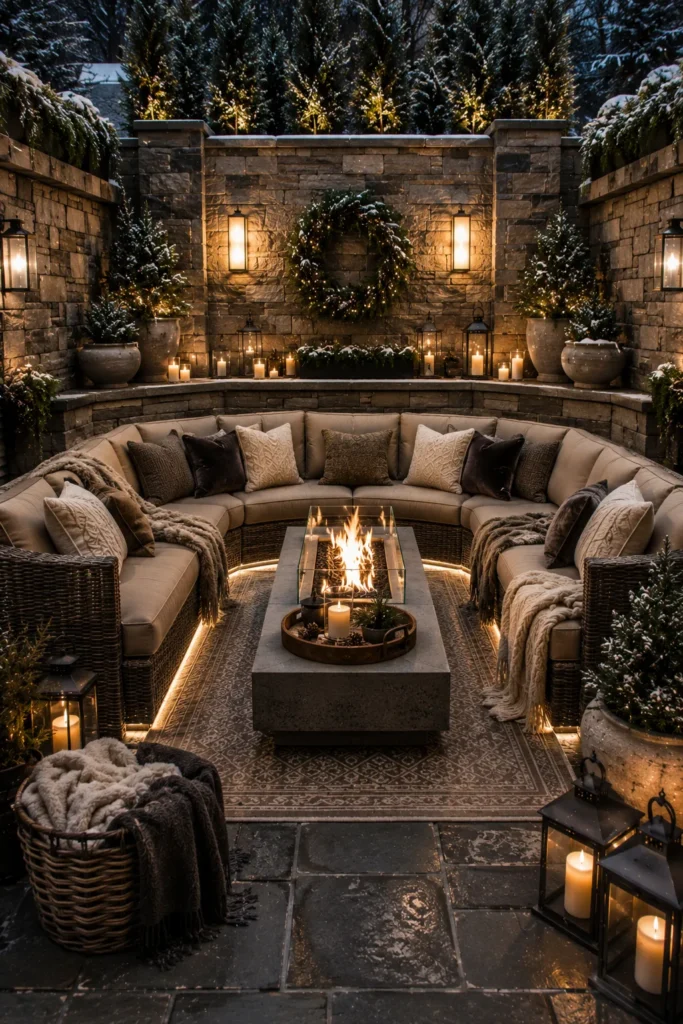 Stone Wall Patio Seating Idea
