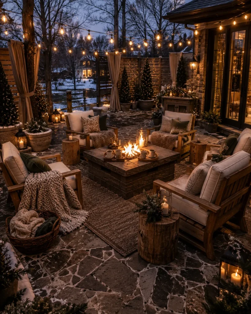 Stone Patio Conversation Seating Idea