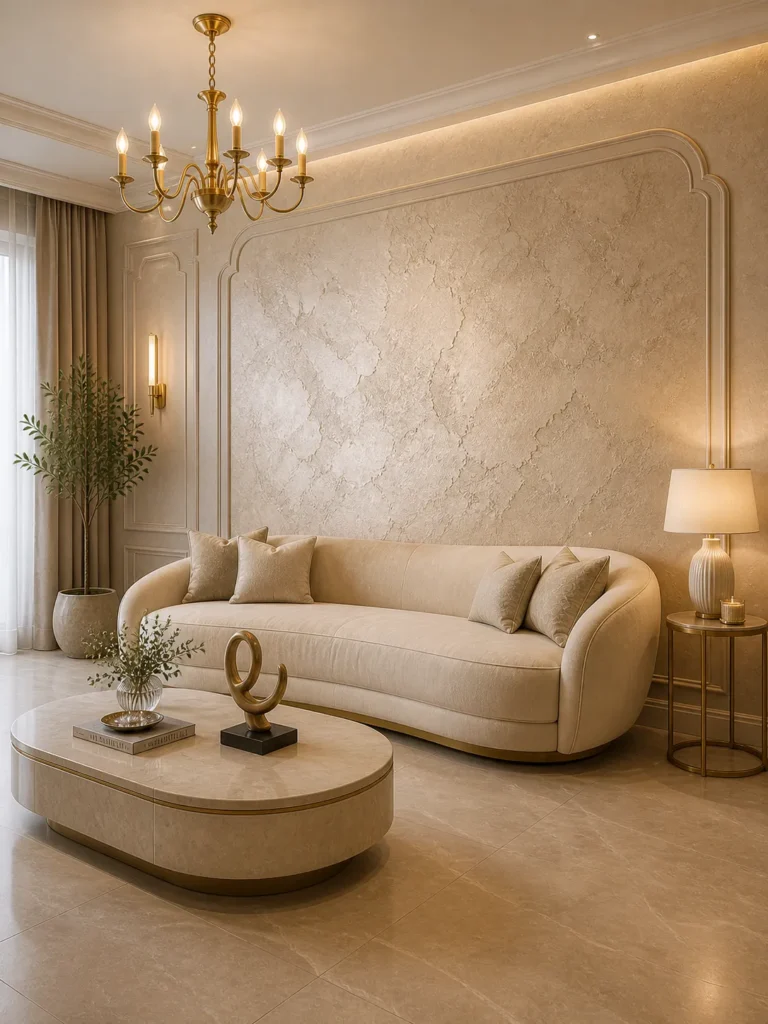 Textured Wall Rococo Living Room Idea