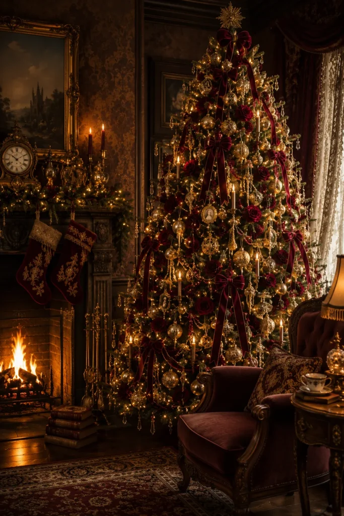 Victorian Fireplace Christmas Tree Idea