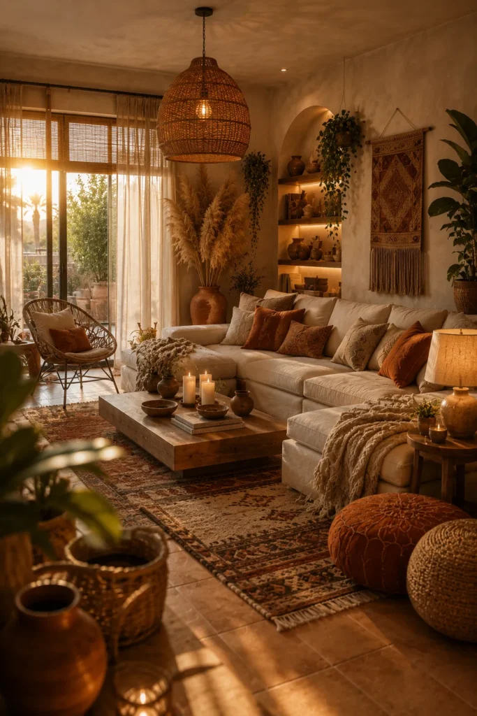Warm Boho Luxe Living Room Idea