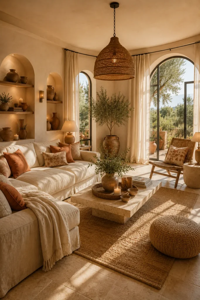 Warm Mediterranean Inspired Living Room Idea