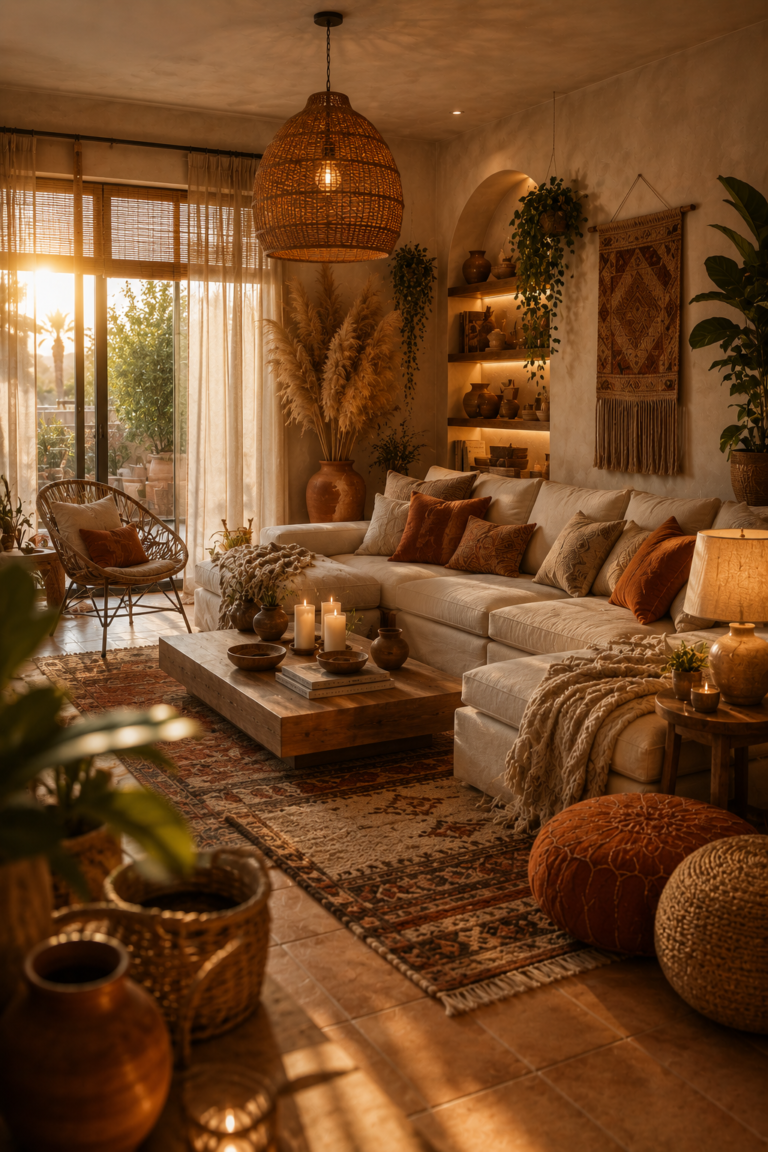 Warm Boho Luxe Living Room Idea