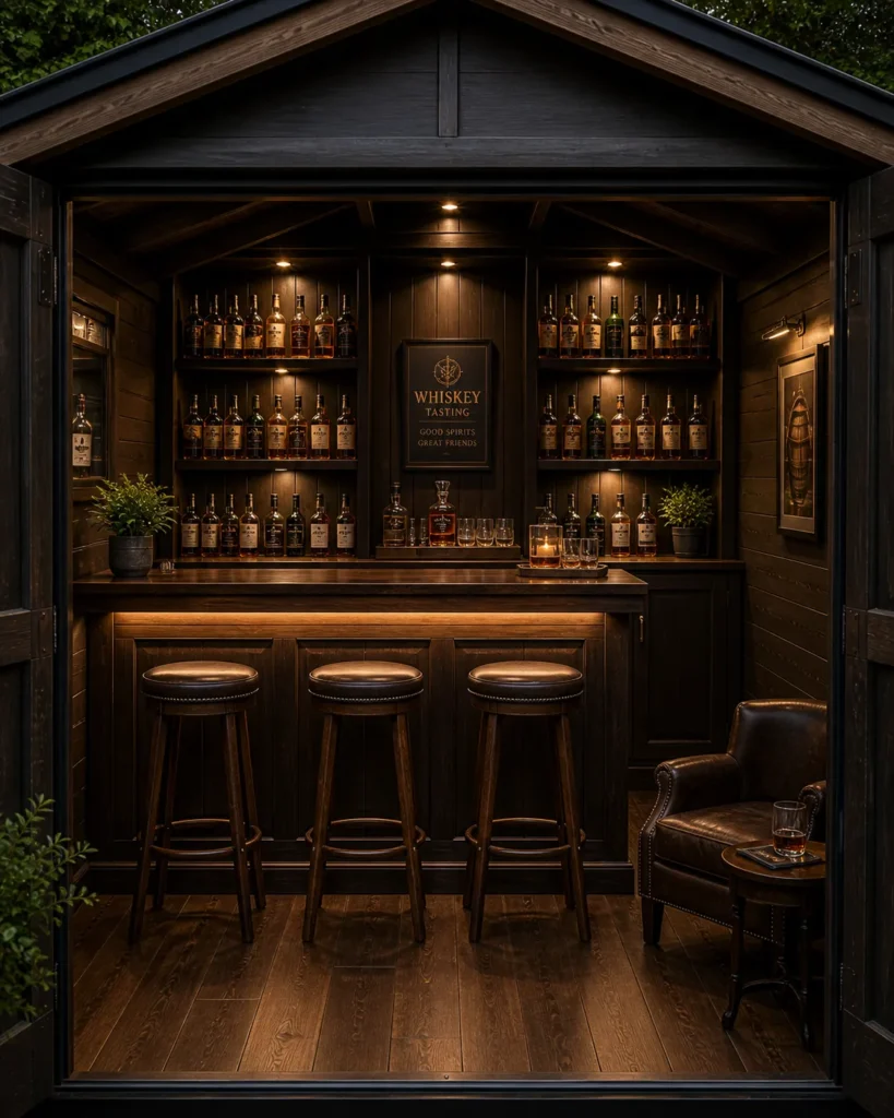 Whiskey Tasting Shed Bar Idea