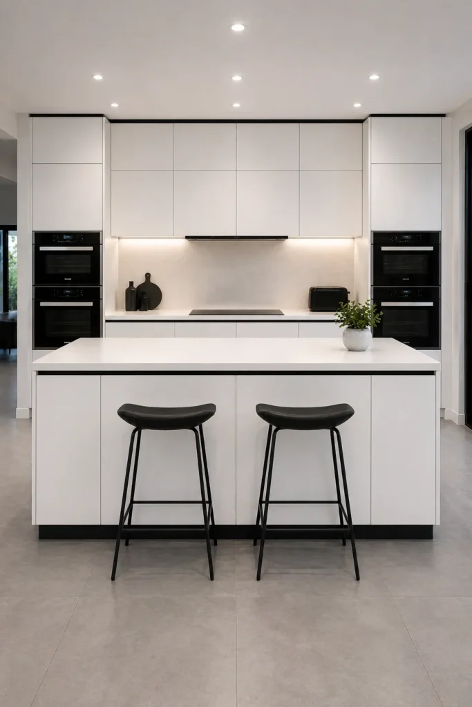 White Island with Black Contrast Detailing Idea