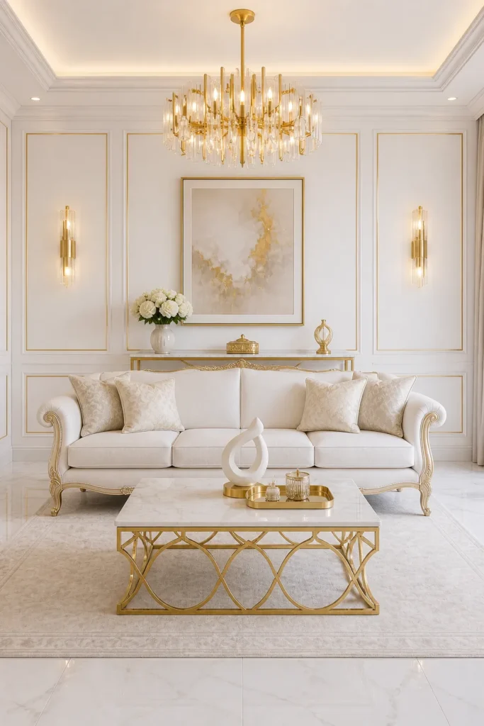 White & Gold Modern Rococo Statement Room Idea
